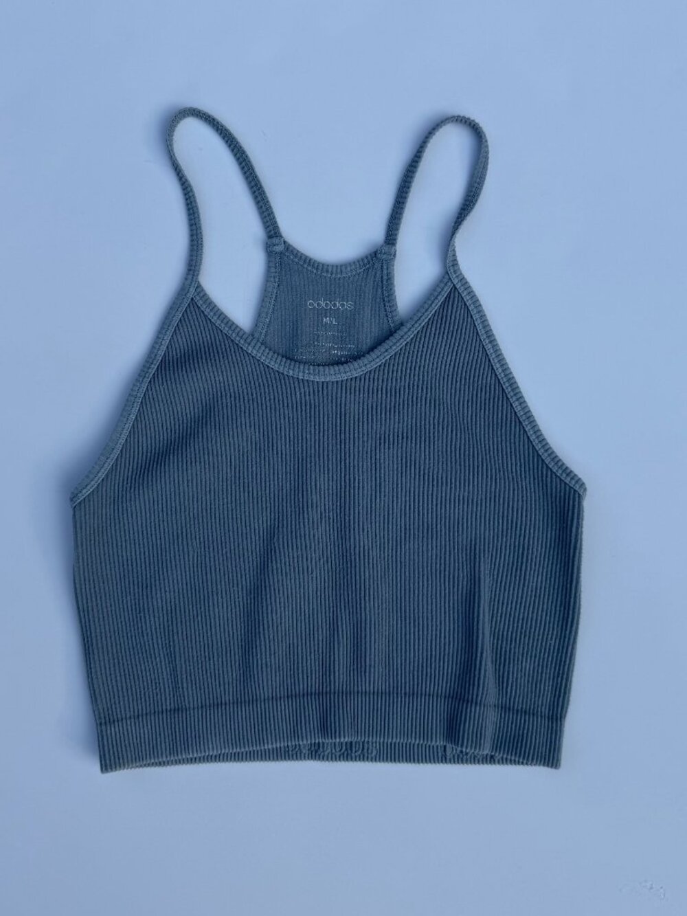 ODODOS Women’s Size M/L Racerback Ribbed Tank Blue Grey Preowned Good Condition